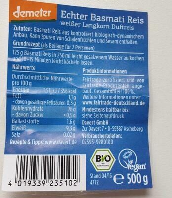 Basmati Reis weiß
